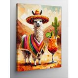 Tablomega Kanvas Tablo Sombrero Takmış Llama