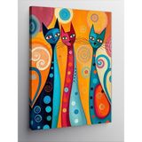 Tablomega Kanvas Tablo Soyut Kedi Dünyası - 50 x 70 cm - Renkli