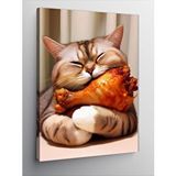 Tablomega Kanvas Tablo Tavuk Yiyen Kedi