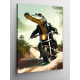 Tablomega Kanvas Tablo Timsah Motorsikletli