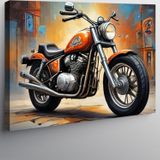 Tablomega Kanvas Tablo Turuncu Chopper Motosiklet