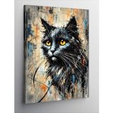 Tablomega Kanvas Tablo Turuncu Gözlü Kara Kedi