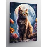 Tablomega Kanvas Tablo Turuncu Kedi Ve Dolunay