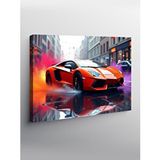 Tablomega Kanvas Tablo Turuncu Lamborghini Gece