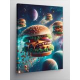 Tablomega Kanvas Tablo Uzayda Hamburgerler