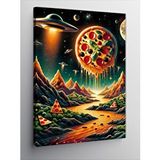 Tablomega Kanvas Tablo Uzayda Pizza Gezegen