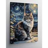 Tablomega Kanvas Tablo Van Gogh Tarzı Kedi