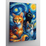 Tablomega Kanvas Tablo Van Gogh Tarzı Kediler