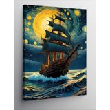 Tablomega Kanvas Tablo Van Gogh Tarzında Yelkenli Gemi