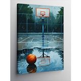 Tablomega Kanvas Tablo Yağmurlu Basketbol Sahası
