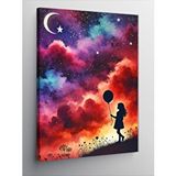 Tablomega Kanvas Tablo Yıldızlı Gece Ve Balonlu Çocuk