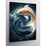 Tablomega Kanvas Tablo Yin Yang Siyah Beyaz Balık