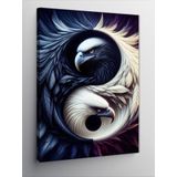 Tablomega Kanvas Tablo Yin Yang Siyah Beyaz Kuşlar