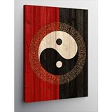 Tablomega Kanvas Tablo Yin Yang Ve Tahta Deseni