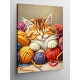 Tablomega Kanvas Tablo Yün Yumağı Ve Kedi