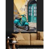 Tablomega Kapı Önü Yeşil Vespa Dekoratif Kanvas - Mdf Ahşap Tablo