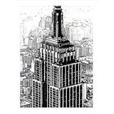 Tablomega Kara Kalem Empire State Binası Hediyelik Ahşap Tablo 25cmx 35cm