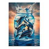 Tablomega Kavanoz Içindeki Yunuslar Tasarım Mdf Tablo 35cm X50cm