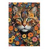 Tablomega Kedi Ve Çiçekler Model Ahşap Tablo 25cmx 35cm