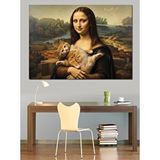 Tablomega Kedili Mona Lisa Dekoratif Kanvas - Mdf Ahşap Tablo