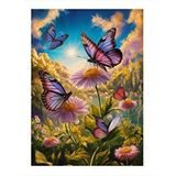 Tablomega Kelebekler Ve Çiçekler Model Ahşap Tablo 35cm X50cm