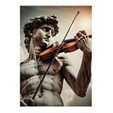 Tablomega Keman Çalan Davut Heykeli Dekoratif Ahşap Tablo 35cm X50cm