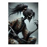 Tablomega Kimono Giymiş Japon Kadın İskelet Hediyelik Ahşap Tablo 35cm X50cm