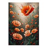 Tablomega Kırmızı Gelincik Çiçeği Desenli Ahşap Tablo 25cmx 35cm