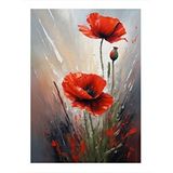 Tablomega Kırmızı Gelincik Çiçeği Hediyelik Mdf Tablo 25cmx 35cm