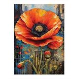Tablomega Kırmızı Gelincik Çiçeği Modern Ahşap Tablo 35cm X50cm