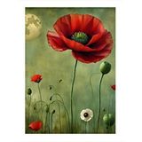 Tablomega Kırmızı Gelincik Çiçeği Modern Mdf Tablo 35cm X50cm