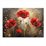 Tablomega Kırmızı Gelincik Çiçekleri Mdf Poster 25cmx 35cm