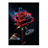Tablomega Kırmızı Gül Ve Duman Hediyelik Ahşap Tablo 35cm X50cm