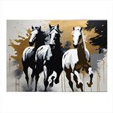 Tablomega Koşan Atlar Modern Ahşap Tablo 35cm X50cm