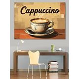Tablomega Kremalı Cappuccino Fincanı Dekoratif Kanvas - Mdf Ahşap Tablo