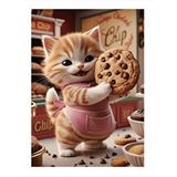 Tablomega Kurabiye Yiyen Kedi Dekoratif Ahşap Tablo 25cmx 35cm