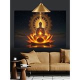 Tablomega Lotus Çiçekleriyle Buda Heykeli Dekoratif Kanvas - Mdf Ahşap Tablo