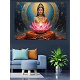 Tablomega Lotus Çiçekli Meditasyon Kadın Dekoratif Kanvas - Mdf Ahşap Tablo