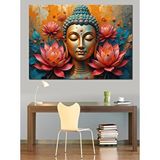 Tablomega Lotus İçinde Buda Heykeli Dekoratif Kanvas - Mdf Ahşap Tablo