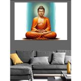 Tablomega Lotus Pozisyonunda Oturan Buda Dekoratif Kanvas - Mdf Ahşap Tablo