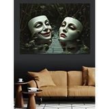 Tablomega Maskeli Yüzler Ve Yansıma Dekoratif Kanvas - Mdf Ahşap Tablo