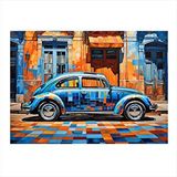 Tablomega Mavi Kaplumbağa Araba Modern Ahşap Tablo 35cm X50cm
