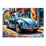 Tablomega Mavi Retro Kaplumbağa Araba Dekoratif Mdf Tablo 25cmx 35cm