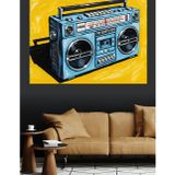 Tablomega Mavi Retro Radyo Teyp Dekoratif Kanvas - Mdf Ahşap Tablo