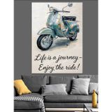 Tablomega Mavi Scooter Yazılı Poster Dekoratif Kanvas - Mdf Ahşap Tablo
