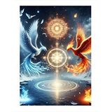 Tablomega Mavi Ve Kırmızı Anka Kuşları Hediyelik Ahşap Tablo 35cm X50cm