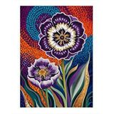 Tablomega Mor Çiçekler Dekoratif Ahşap Tablo 35cm X50cm