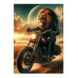 Tablomega Motorcu Aslan Çöllerde Art Mdf Poster 25cmx 35cm