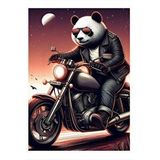 Tablomega Motorcu Panda Modern Ahşap Tablo 35cm X50cm
