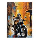 Tablomega Motosiklet Kullanan Adam Desenli Ahşap Tablo 35cm X50cm
